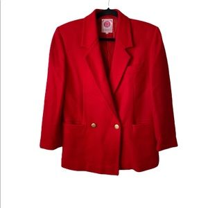 Vintage Loredana 100% Wool Red Double Breasted Blazer Jacket
